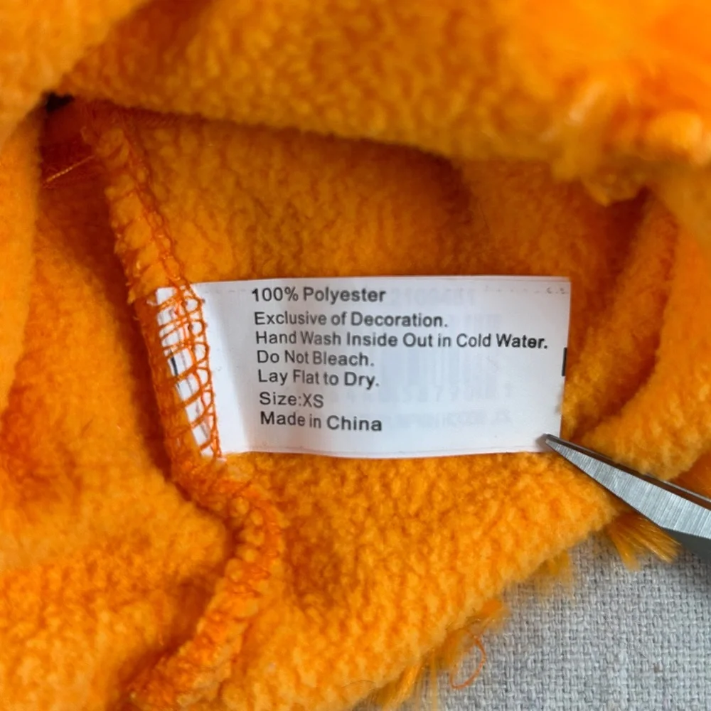 Pumpkin Halloween Costume for Small Dog Fuzzy Orange Hoodie